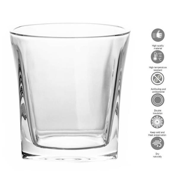 Intirilife 2x whiskyglas in crystal clear 'vintage' - ouderwets kristallen whiskyglas loodvrij in sculpturaal design