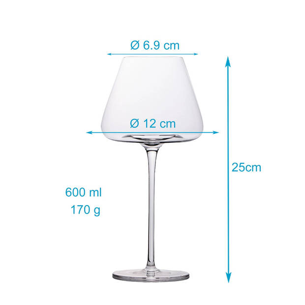 Intirilife 2x wijnglas met modern design - 600 ml inhoud - witte wijn rode wijn glas, kelk, vaatwasmachinebestendig