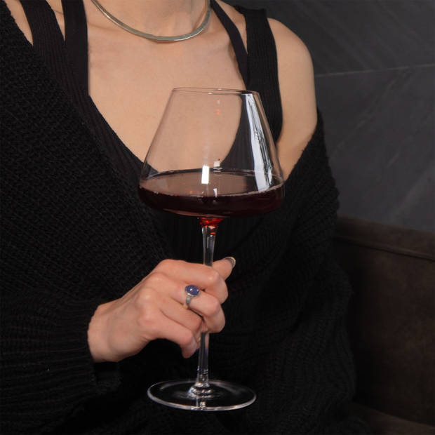 Intirilife 6x wijnglas met modern design - 600 ml inhoud - witte wijn rode wijn glas, kelk, vaatwasmachinebestendig