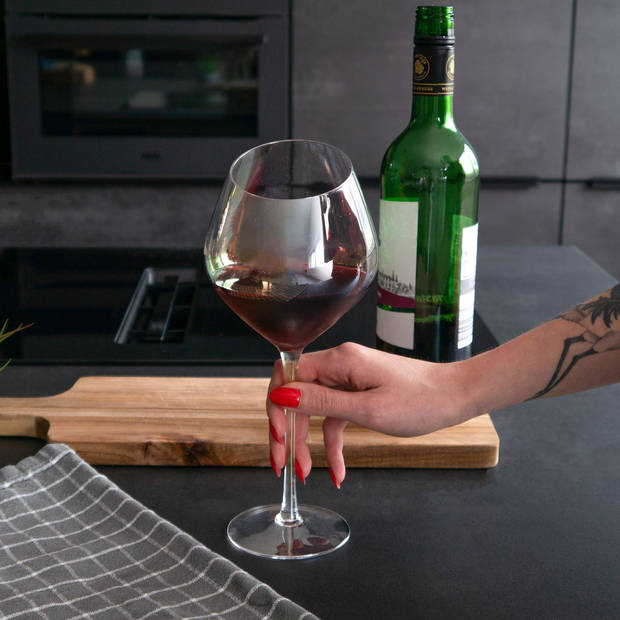Intirilife 6x wijnglas met moderne rand - 470 ml inhoud en regenboogglans - rode witte wijnglas vaatwasmachinebestendig