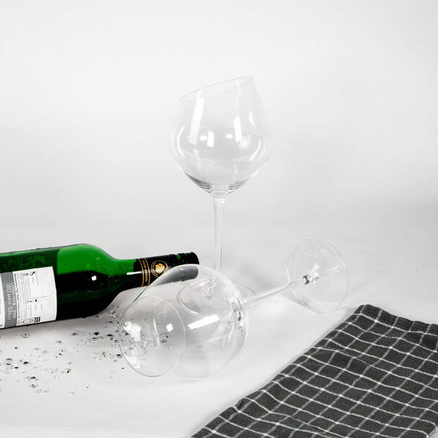 Intirilife 6x wijnglas met moderne rand - 470 ml inhoud - rode witte wijnglas vaatwasmachinebestendig kristalglas