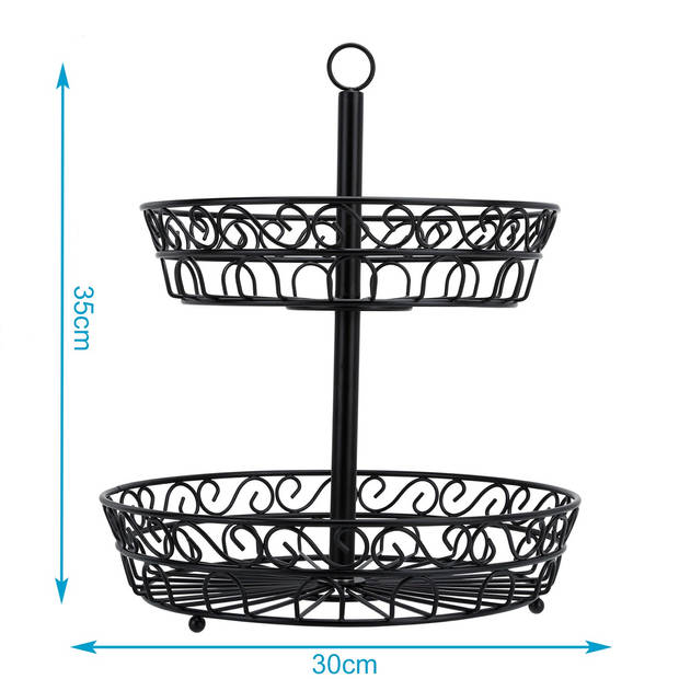 Intirilife fruitmand etagere, 2 niveaus - schaal met 2 niveaus voor staand en hangend fruit, groenten en nog veel meer.