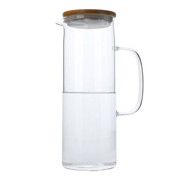 Intirilife karaf met deksel in helder - 1,6 l kan van borosilicaatglas met handvat hittebestendig thee, koffie, water