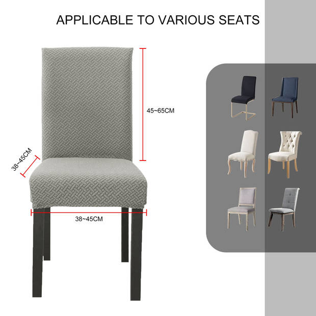 Intirilife 2x elastische stoelhoes in gedessineerd crème met 38 - 45 cm zitting en 45 - 65 cm rugleuninghoogte