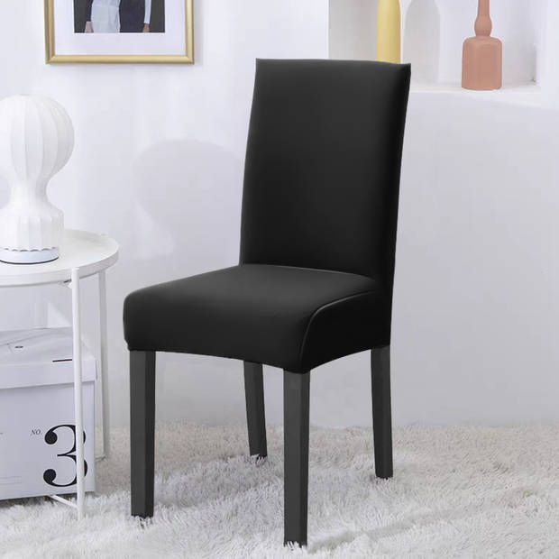 Intirilife 4x elastische stoelhoes in zwart met 38 - 45 cm zitting en 45 - 65 cm rugleuninghoogte stoelbekleding