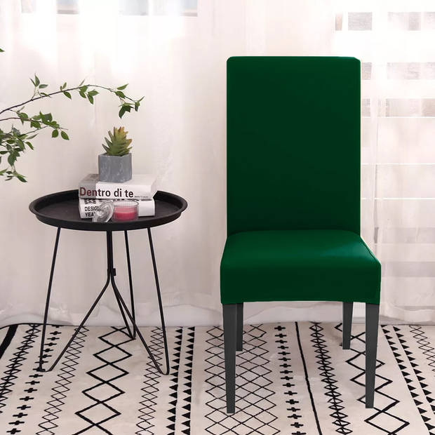 Intirilife 4x elastische stoelhoes in groen met 38 - 45 cm zitting en 45 - 65 cm rugleuninghoogte stoelbekleding