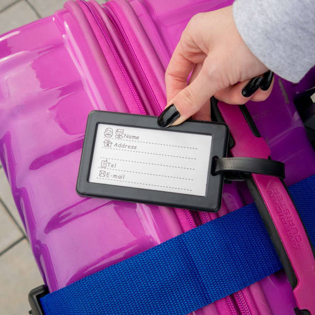 Intirilife bagageriem met cijferslot en naamlabel in blauw - 200-100 x 5 cm / 145-171 x 5 cm - koffergordel