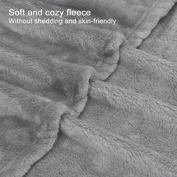 Intirilife zachte sherpa knuffeldeken in grijs - pluizige warme deken als bankdeken indoor outdoor extra zacht