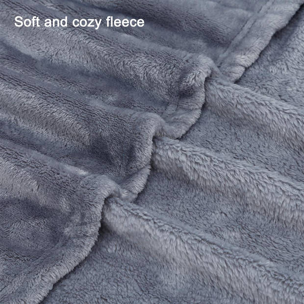 Intirilife zachte knuffeldeken 200 x 150 cm in steengrijs - pluizige warme deken als bankdeken woondeken fleecedeken