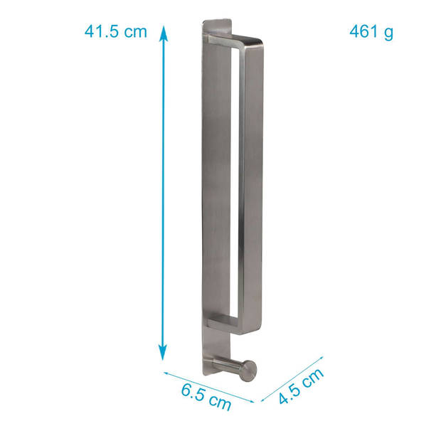 Intirilife handdoekrek zonder boren van zilver roestvrij staal - 41.5 x 4.5 x 6.5 cm handdoekhouder