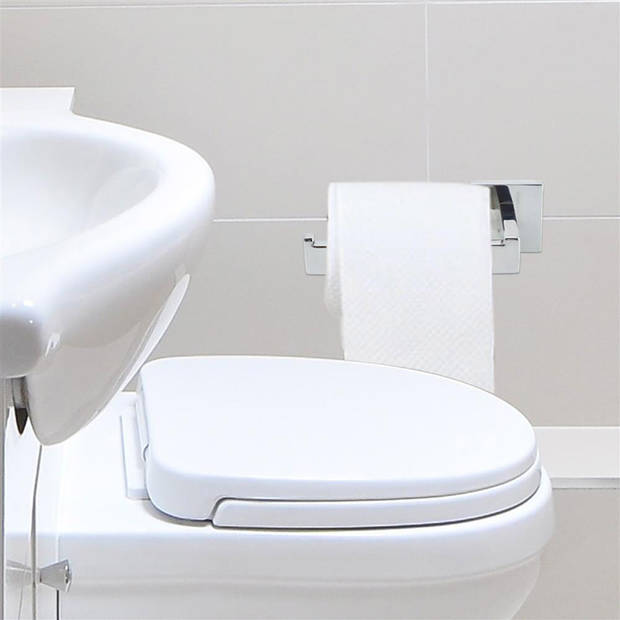 Intirilife toiletpapierhouder in zilver; eenvoudige roestvrijstalen wc-rolhouder zonder legplank om te boren