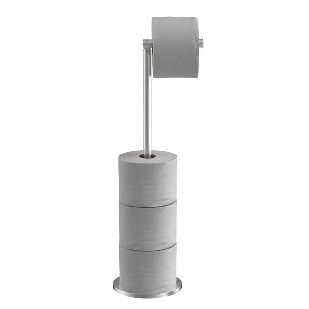 Intirilife toiletrolhouder in zilver - hoogte 55 cm -multifunctionele roestvrijstalen vrijstaand