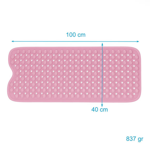 Intirilife antislip badmat in roze - huidgevoelig bpa-vrij schimmelbestendig douchemat machinewasbaar