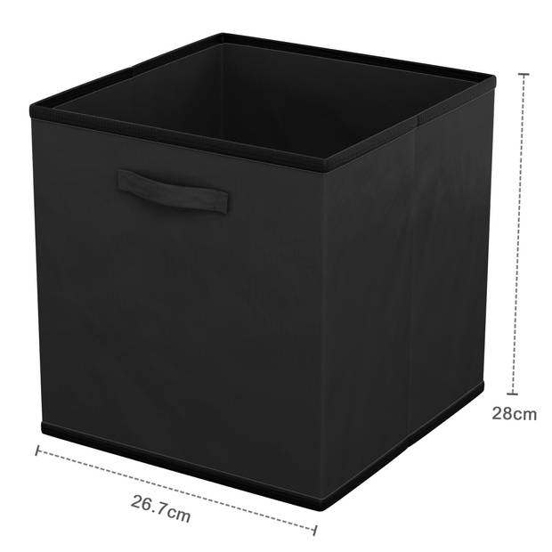 Intirilife 6x opvouwbare stoffen opbergdoos in zwart - multifunctionele verzamelbox om te combineren met kasten of plank