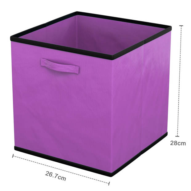 Intirilife 6x opvouwbare opbergbox in paars - multifunctionele verzamelbox om te combineren met kasten of planken