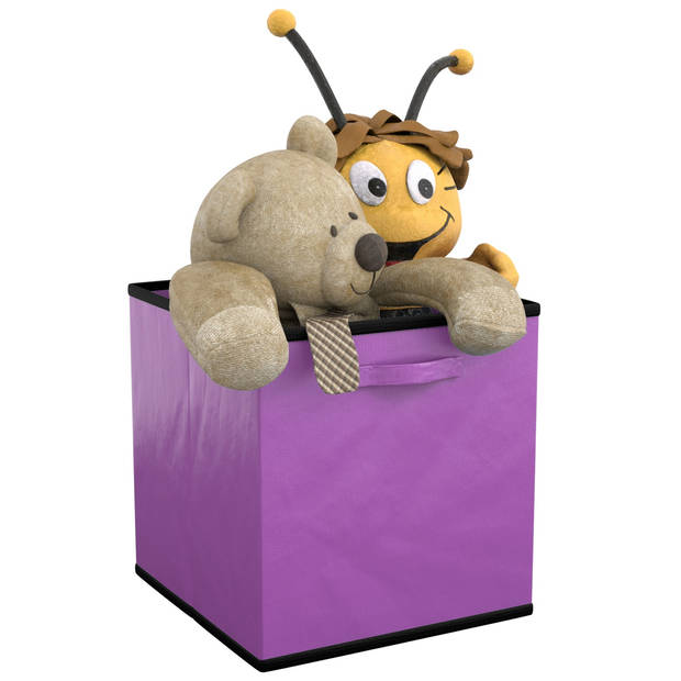 Intirilife 6x opvouwbare opbergbox in paars - multifunctionele verzamelbox om te combineren met kasten of planken
