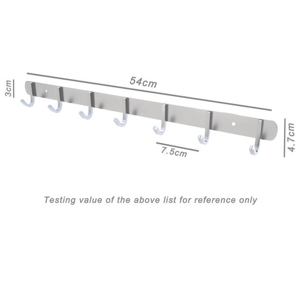 Intirilife roestvrijstalen kapstok model d - 7 haken - jashaken in 5 verschillende designs kledinghaken garderobe