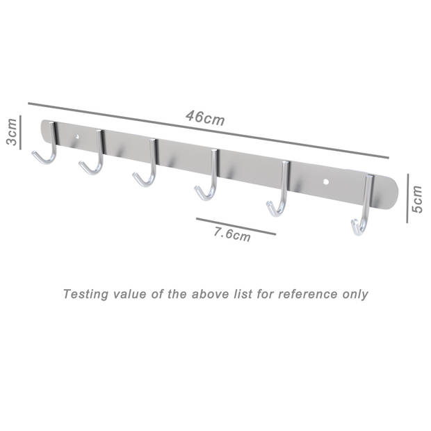 Intirilife roestvrijstalen kapstok model e - 6 haken - jashaken in 5 verschillende designs kledinghaken garderobe