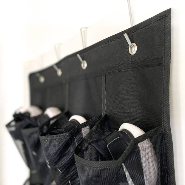 Intirilife hangende schoenenorganizer met 24 vakken zwart - 150 x 55 x 2 cm - hangend deurschoenenrek, schoenenopslag