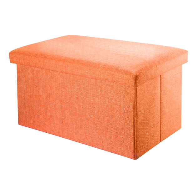 Intirilife Opvouwbare Kruk 78x38x38 cm in MANDARIN ORANJE - Bank Stoel met opbergruimte Opergdoos Kist Voetensteun Stof