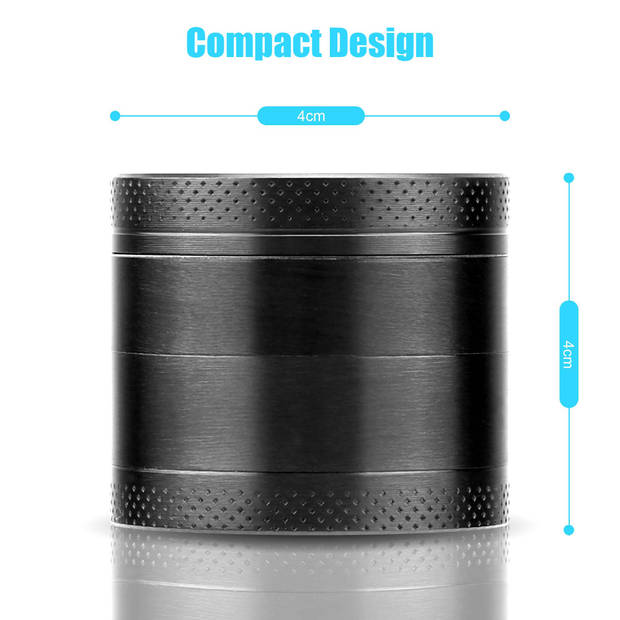 Intirilife grinder in metallic grijs – 4-delige keukencrusher van metaal voor het malen en versnipperen van kruiden