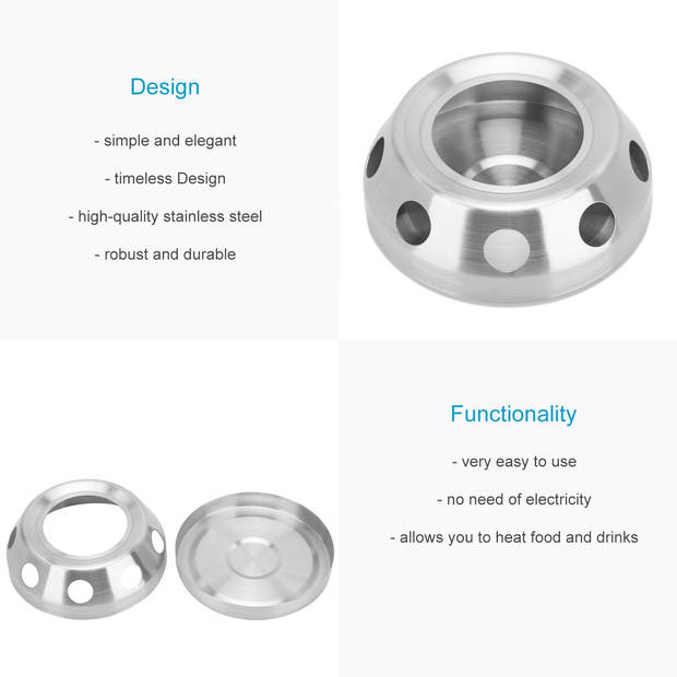 Intirilife theepot warmer in zilver – roestvrijstalen theepot voor hittebestendige theepotten theewarm