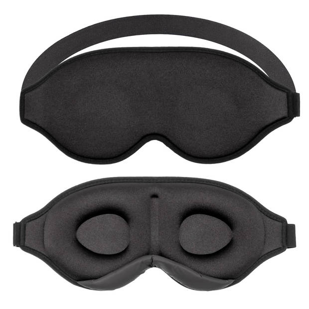 Intirilife slaapmasker in zwart - 3d oogmasker - zacht, zacht, licht, sterk verduisterend