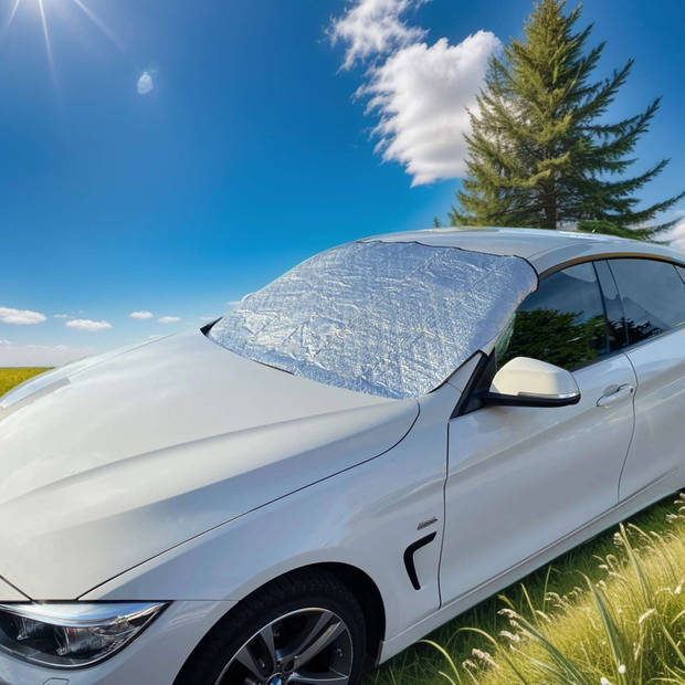 Intirilife zonnescherm voorruitbescherming - 142.5 x 98 cm - opvouwbare voorruitbescherming, hittebescherming voor auto