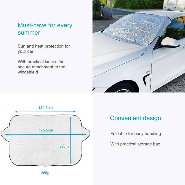 Intirilife zonnescherm voorruitbescherming - 142.5 x 98 cm - opvouwbare voorruitbescherming, hittebescherming voor auto
