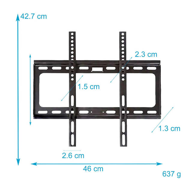 Intirilife stabiele tv-wandbevestiging van zwart roestvrij staal met afmetingen van 45.5 x 42.5 x 1 cm (vesa)