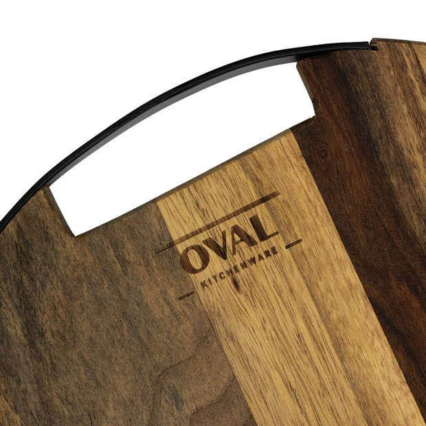 OVAL - Pure Rose Wood Serveerplank rond 1 metalen handvat Ø 35 cm