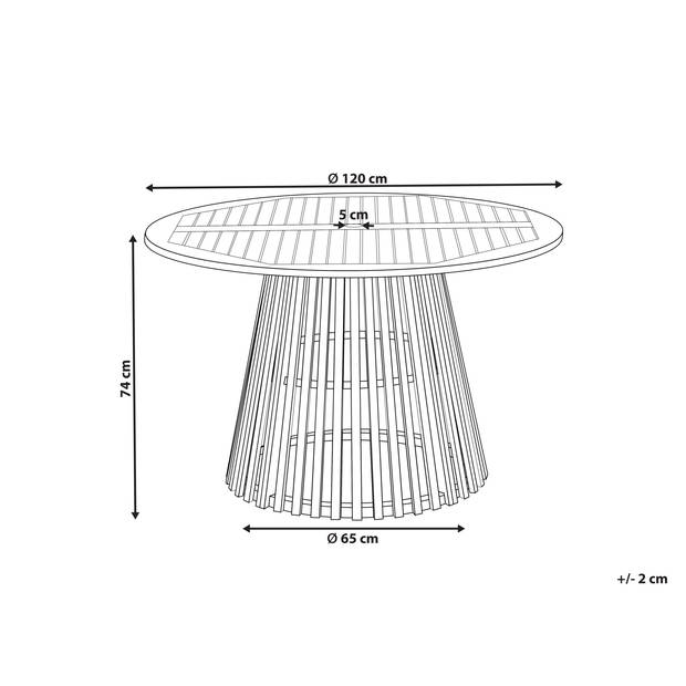 Beliani AGELLO - Ronde tafel-Lichte houtkleur-Acaciahout