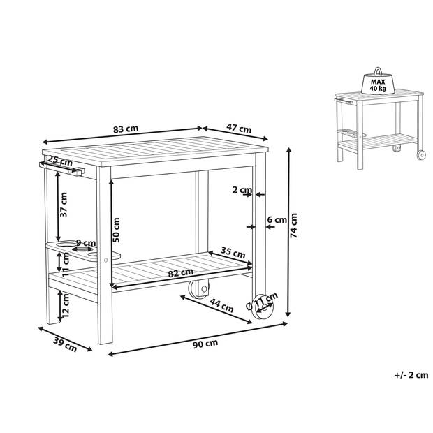 Beliani SASSARI II - Bijzettafel-Lichte houtkleur-FSC® gecertificeerd acaciahout