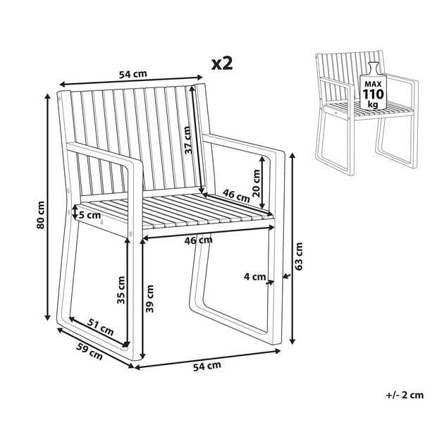 Beliani SASSARI II - Tuinstoel-Lichte houtkleur-FSC® gecertificeerd acaciahout