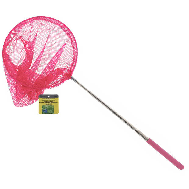 Vlindernet/insectennet - roze - metaal - 38 tot 86 cm - Telescopisch - Vlindernetjes