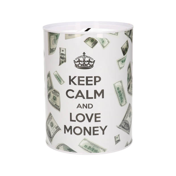 Concorde spaarpot blik dollar biljetten - keep calm - 12 x 16 cm - Spaarpotten