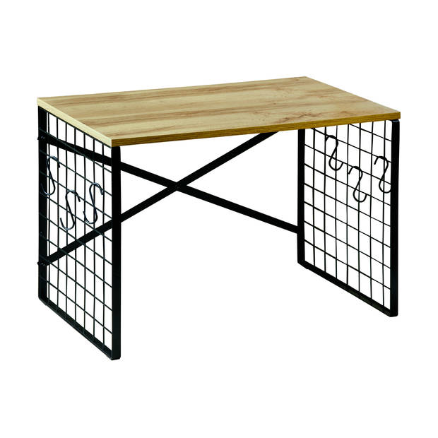 Kesper Keuken aanrecht etagere - 1 niveau - hout/metaal - opzet rekje/organizer - 52 x 32 x 36 cm - Keukenhulphouders