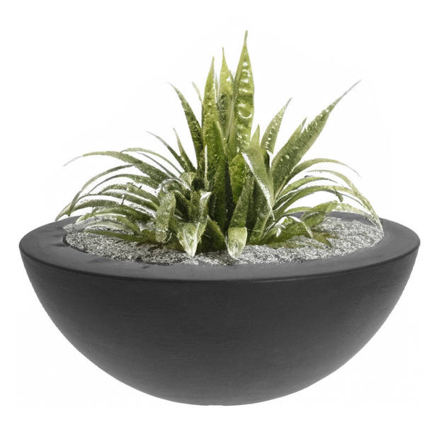 Pro Garden Plantenpot/bloempot - 2x - ronde schaal - kunststof - grijs - D52 x H20 cm - Plantenpotten