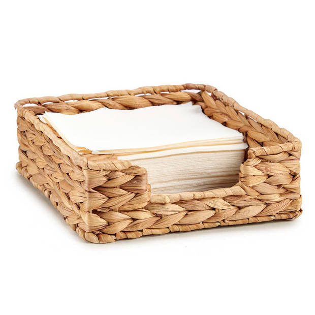 Giftdecor Servettenhouder van riet - naturel - 23 x 23 x 8 cm - Servethouders