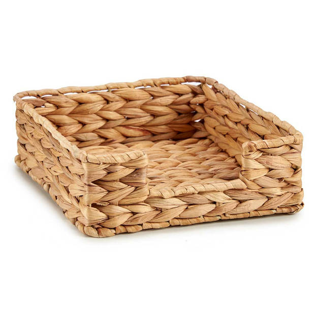 Giftdecor Servettenhouder van riet - naturel - 23 x 23 x 8 cm - Servethouders