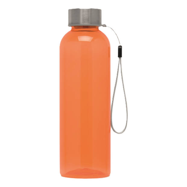 Waterfles / drinkfles / sport bidon Olympic - oranje - kunststof - 500 ml - rvs schroefdop - Drinkflessen