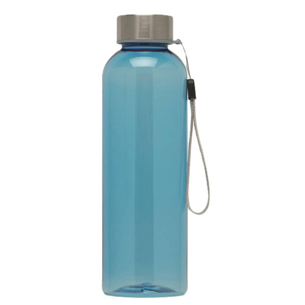 Waterfles / drinkfles / sport bidon Olympic - lichtblauw - kunststof - 500 ml - rvs schroefdop - Drinkflessen
