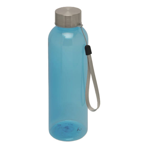 Waterfles / drinkfles / sport bidon Olympic - lichtblauw - kunststof - 500 ml - rvs schroefdop - Drinkflessen