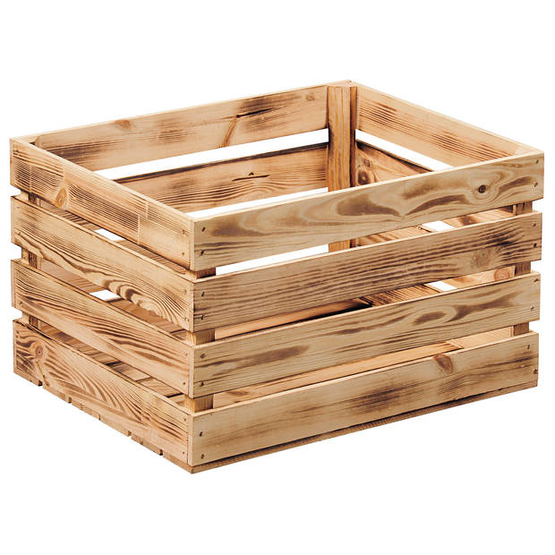 Kesper Fruitkisten opslagbox - 3x - old look - lichtbruin - hout - L46 x B36 x H28 cm - Opbergkisten