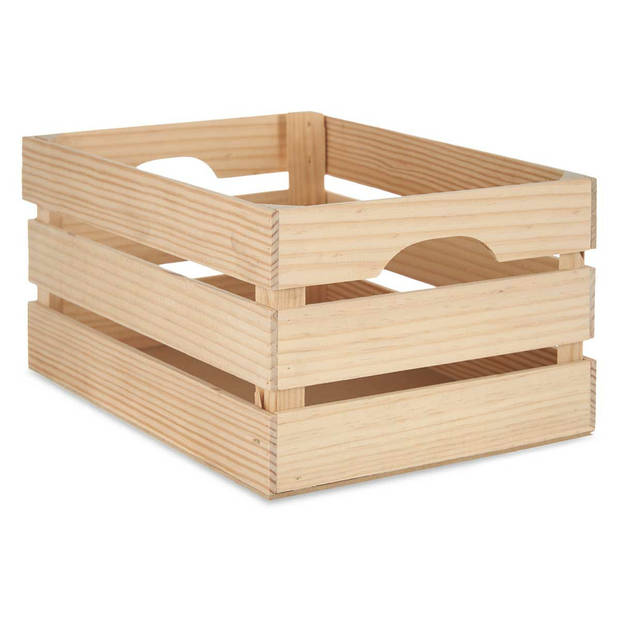 Giftdecor Fruitkisten opslagbox - open structuur - naturel - hout - L36 x B26 x H18 cm - Opbergkisten