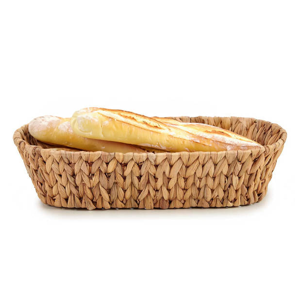 Giftdecor Opbergmandje/Broodmandje - gevlochten riet - naturel kleur - 37 x 17 x 9 cm - broodmand