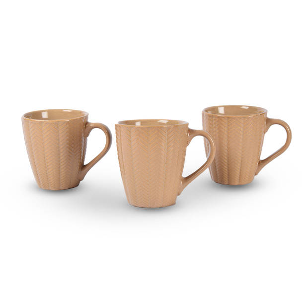 3x Luxury Ceramic Cup Set - Coffee and Tea Cups, 200ml Capacity, Beige Color