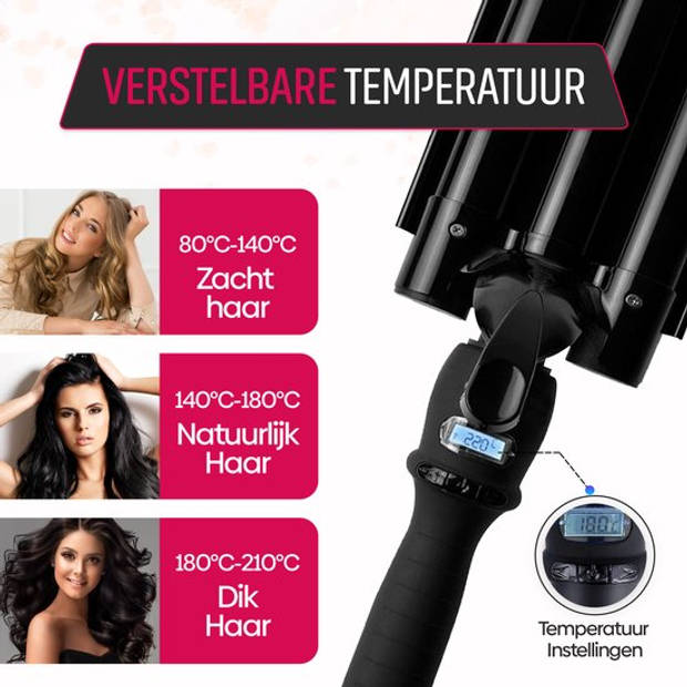 Cheveux Professionele Wafeltang 25mm – Krultang SCV12 PRO Edition – Waver – Golvenkrultang – Beach Waves