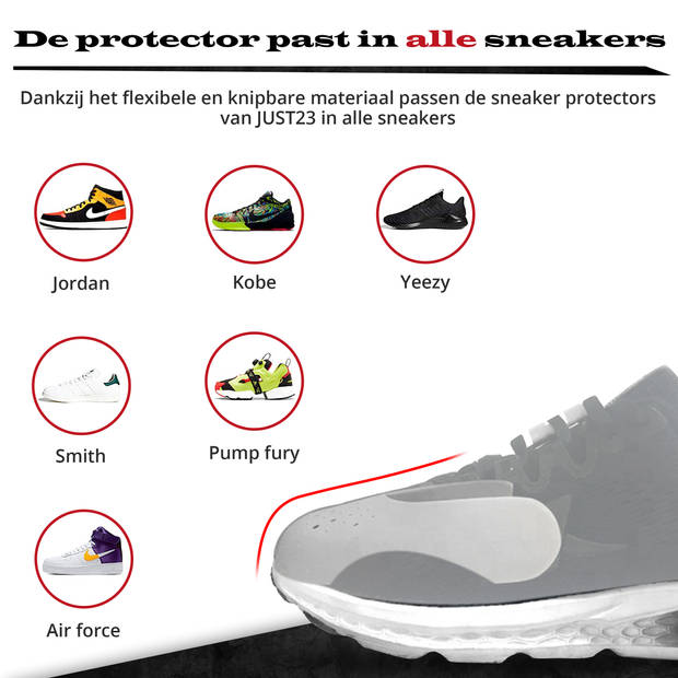 JUST23 Sneaker Crease Protector – Anti Crease – Wit – Maat 41-45 (L) – Sneaker Shield