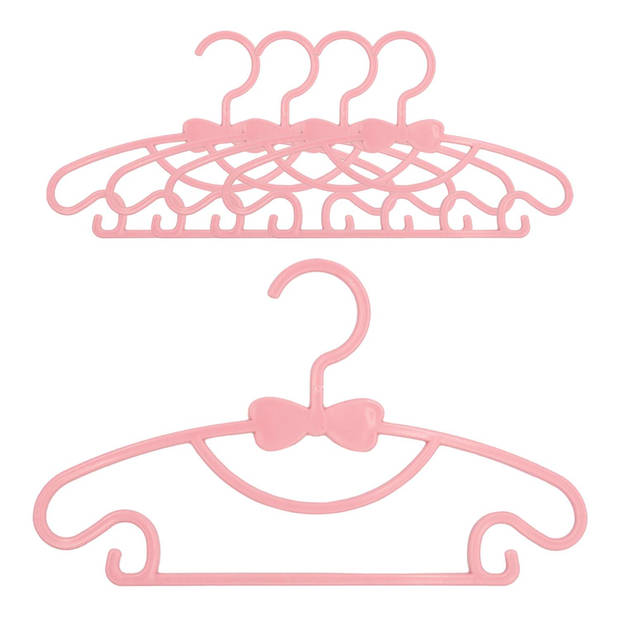 Intirilife 5x kinderkledinghangers van plastic in roze - 28.7 x 17 x 0.3 cm - kledinghangers voor baby- en peuterkleding